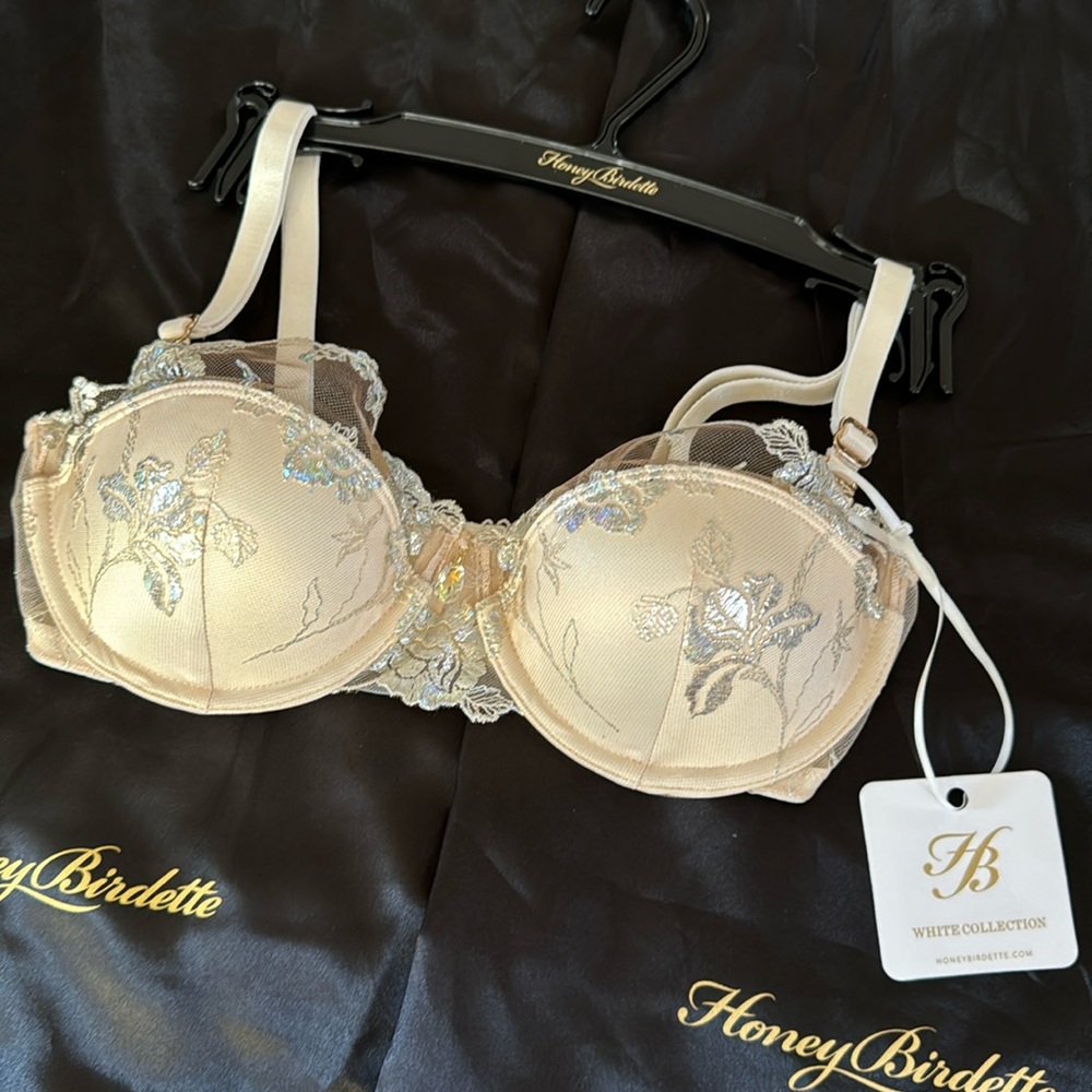 BNWT Honey Birdette Whitney Ivory Push Up Bra 
32D bridal lingerie bride wedding